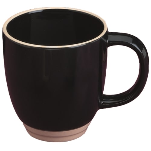 Taza Bistro de 14 oz, Negro con Borde Almendra